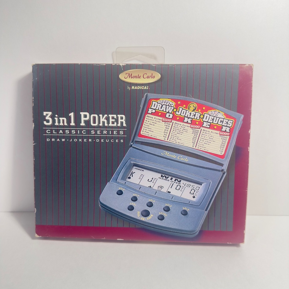 Radica Monte Carlo 3 in 1 Poker Handheld Electronic Game Model 2219 Draw Joker
